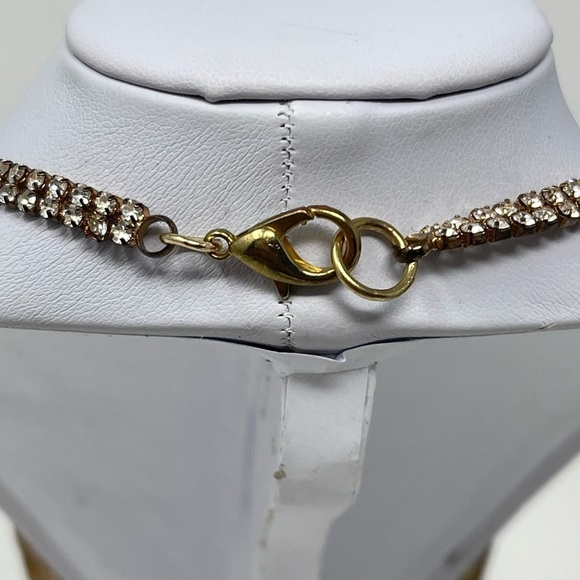 Crystal Trim Rhinestone Gold Tone Necklace - Picture 12 of 12